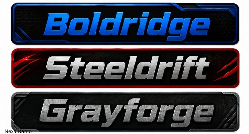 Anonymous usernames for boys including Boldridge, Steeldrift, and Grayforge displayed in bold, dark-themed metallic boxes.