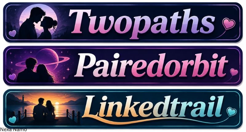 Romantic anonymous username Twopaths displayed with a couple silhouette and heart-themed background.
