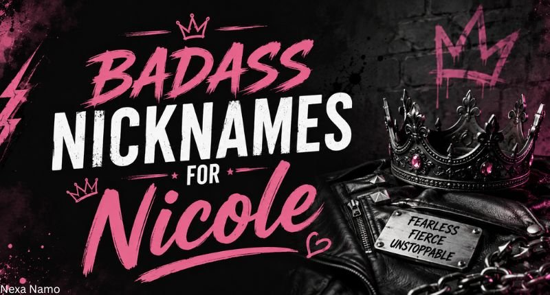 Badass nicknames for Nicole with a bold black and pink edgy design