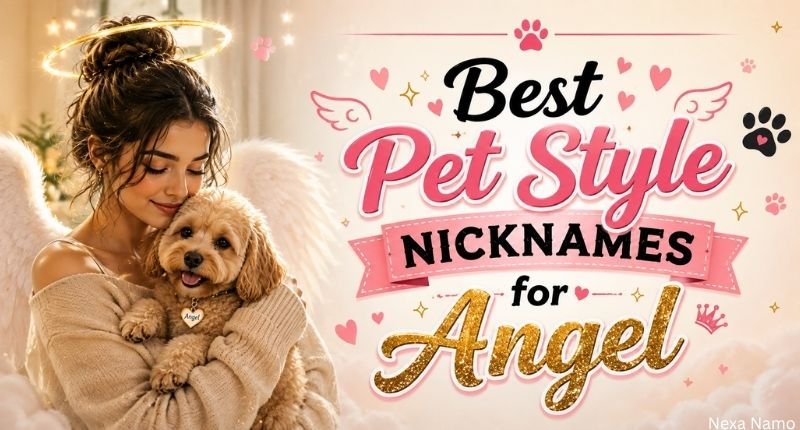 Best Pet Style Nicknames for Angel with a cute angel and pet design