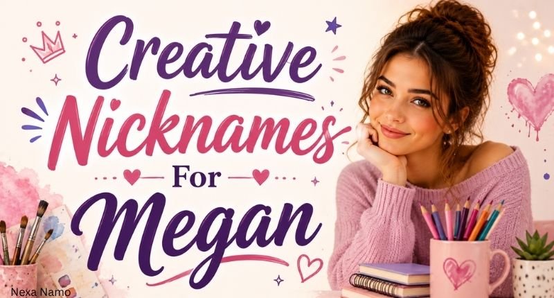 Creative nicknames for Megan with colorful artistic and playful design