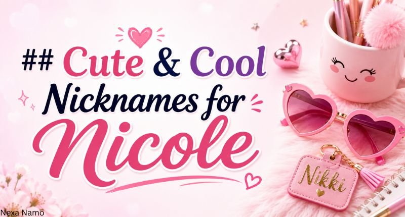 Cute and cool nicknames for Nicole with a playful pink themed design