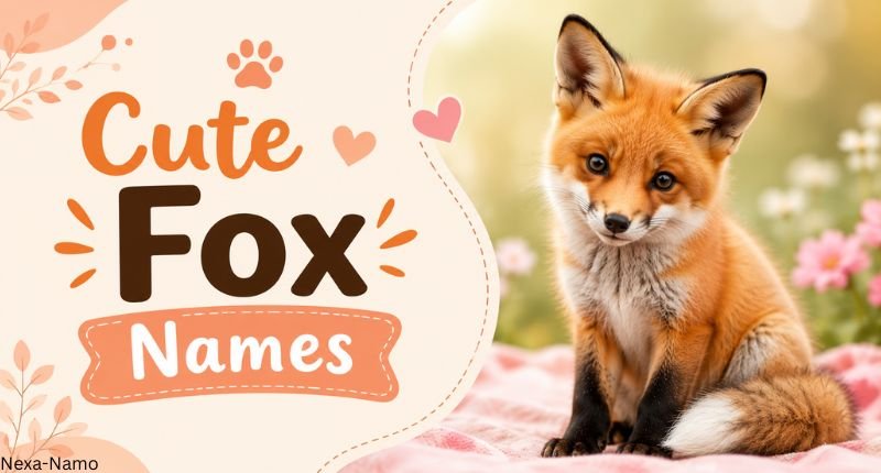 Cute Fox Names featuring an adorable fox illustration with a charming nature-inspired design for sweet and lovable fox name ideas.