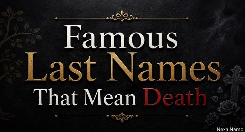 Famous last names that mean death – gothic-themed title graphic with dark, elegant design