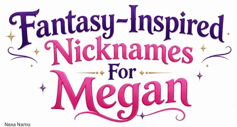 Fantasy-inspired nicknames for Megan with magical stars and decorative typography