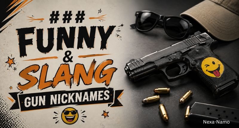 Handgun with playful styling representing funny and slang gun nicknames.