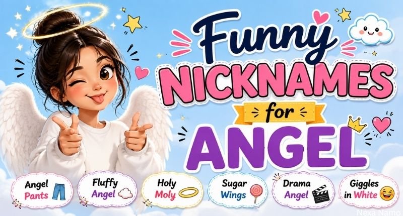 Funny Nicknames for Angel with a cute cartoon angel design