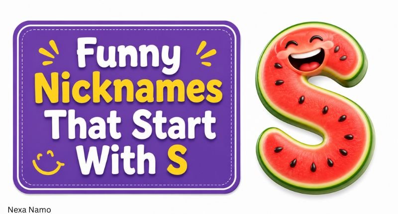 Funny Nicknames That Start With S with a playful watermelon-style S
