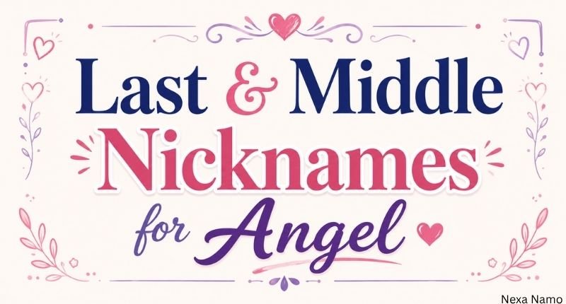 A decorative pastel graphic featuring last and middle nickname ideas for Angel