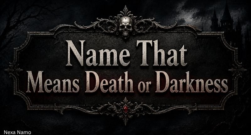 Name that means death or darkness in a dark gothic-themed title graphic.