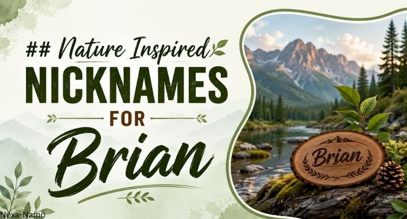 Nature inspired nicknames for Brian with scenic mountain and forest background