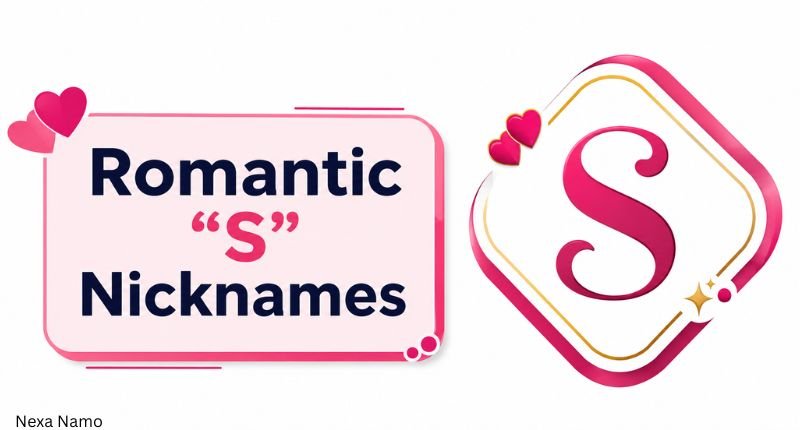 Romantic S nicknames in a stylish pink and white graphic design with a decorative letter S