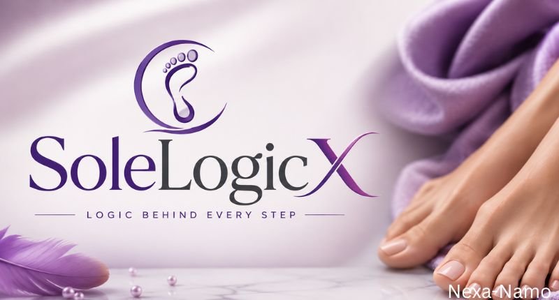 SoleLogicX – professional foot care branding with elegant purple design and relaxing feet imagery
