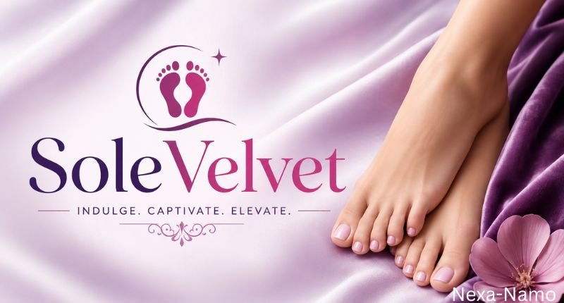 SoleVelvet – elegant and luxurious foot care brand design with soft pink and purple tones.