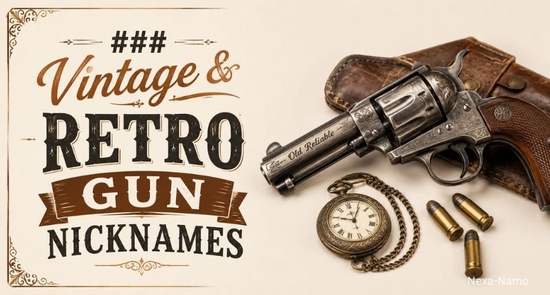 Vintage revolver with antique accessories and retro styling.