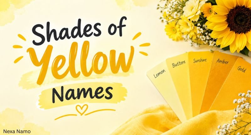 Shades of Yellow Names – yellow-inspired name ideas with lemon, butter, sunshine, amber, and gold color shades.